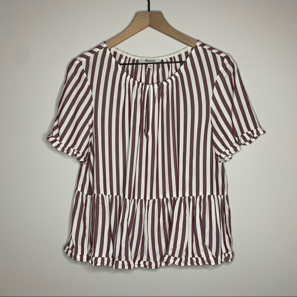 madewell | purple striped babydoll top